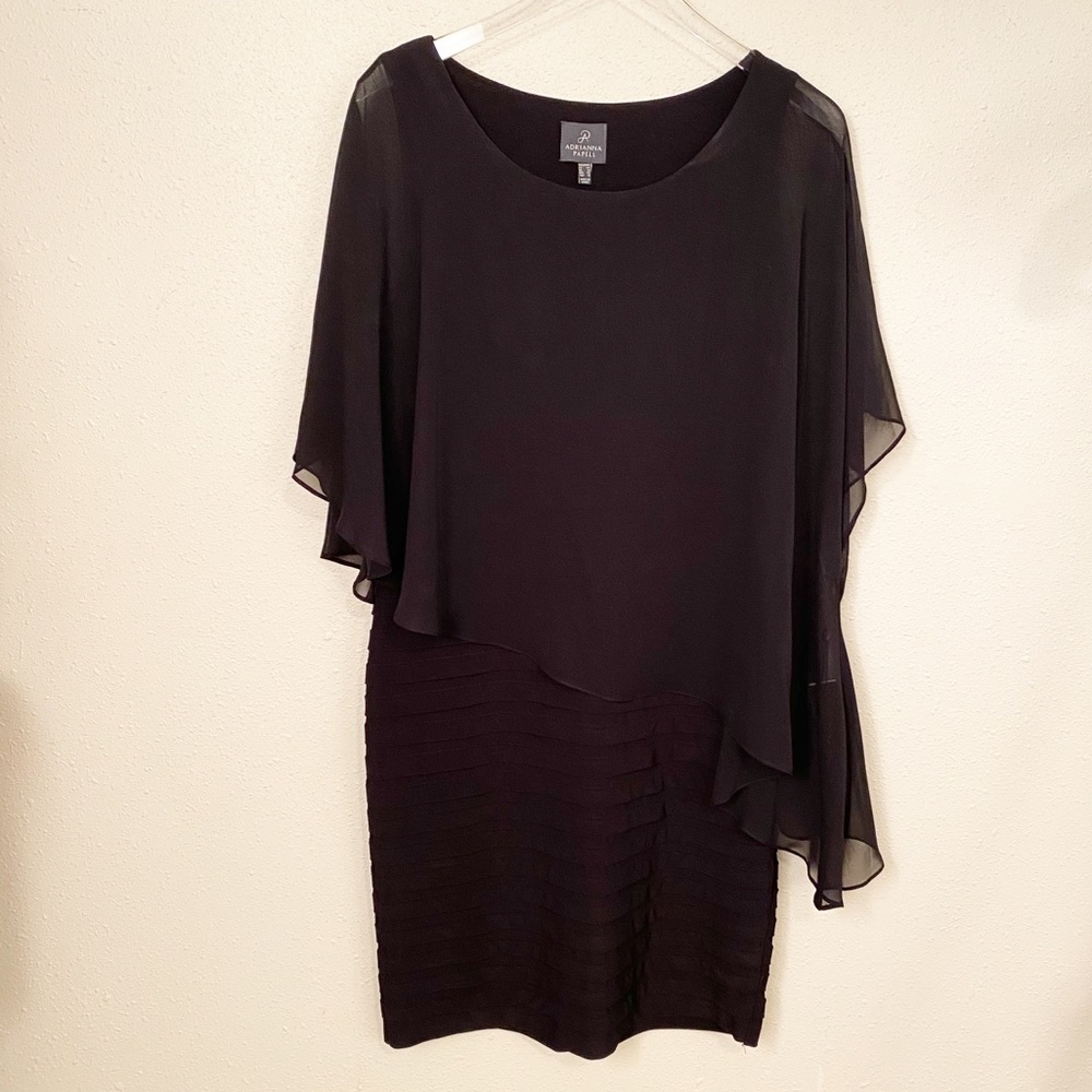 Adrianna Papell Chiffon Drape Overlay Dress Sz 12